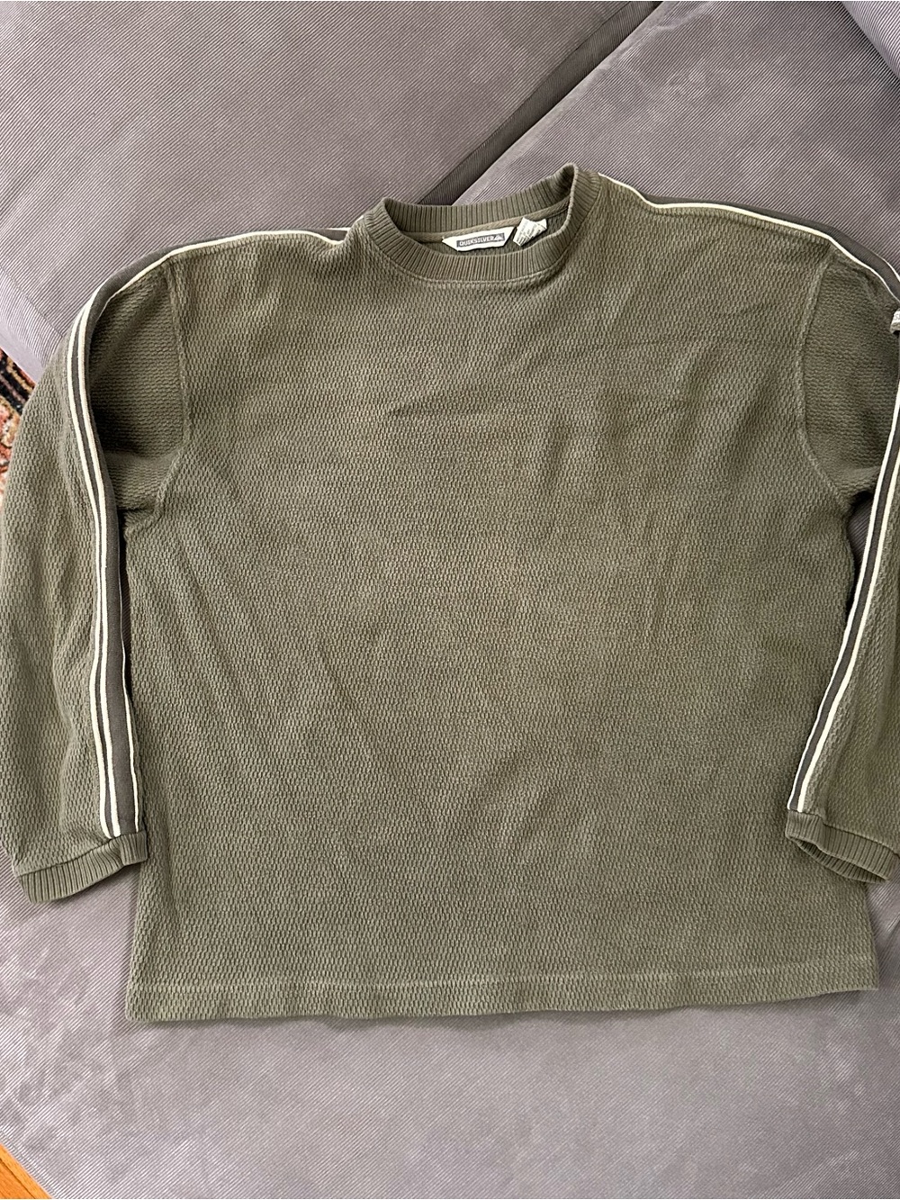 Vintage Quicksilver Cable Knit Thermal Style Olive Green Sweatshirt Size XL